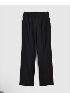 Madewell Black Petite Slouchy StraightLeg Pleated Pants Brushed Twill P00 New